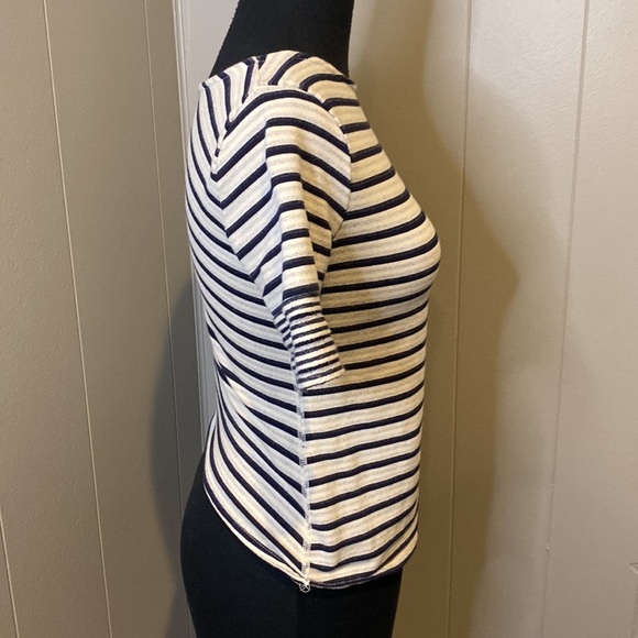 Z Three Dots Women’s Extra Small Short Sleeve T Shirt Striped Wrap Back Detail - Picture 3 of 7